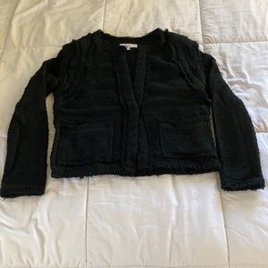 IRO  Black Frayed Trim Jacket size 38